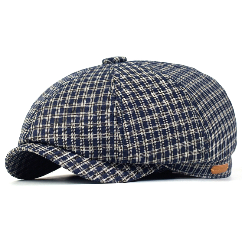 Dad Hat Cotton - Frühling Sommer Plaid Newsboy Cap Peaky